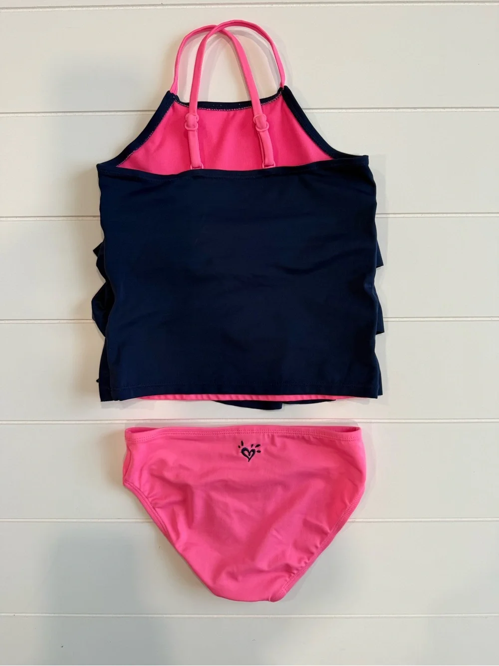 Justice Navy and Hot Pink Ruffle Tankini Set